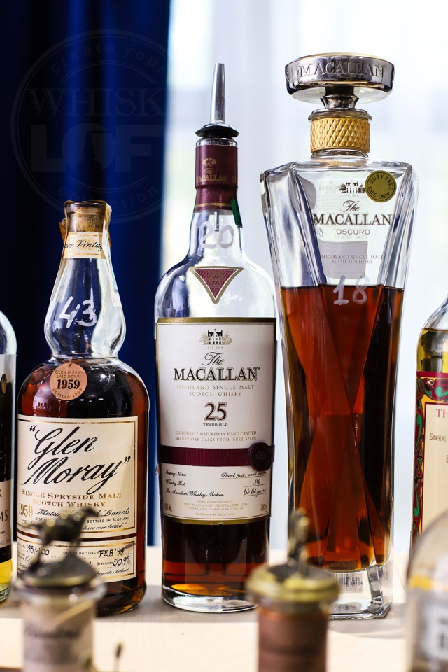 Old&rare whisky Glen Moray 1959, Macallan Oscuro, Macallan 25